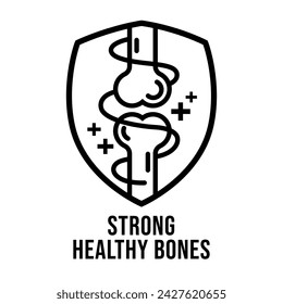 Calcium strong muscles bones. Strong healthy bones icon. Human health medical pictogram. Outline sign useful for packaging web graphic design. Medicine, healthcare concept.