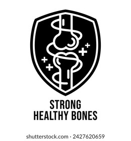 Calcium strong muscles bones. Strong healthy bones icon. Human health medical pictogram. Outline sign useful for packaging web graphic design. Medicine, healthcare concept.