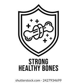 Calcium strong muscles bones. Strong healthy bones icon. Human health medical pictogram. Outline sign useful for packaging web graphic design. Medicine, healthcare concept.