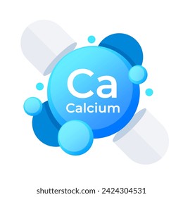 Calcium Supplement Concept with Pill and Elemental Ca Symbol in a Clean Modern Design