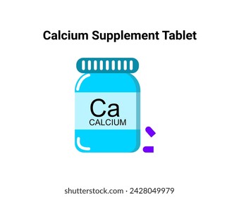 Calcium supplement tablet flat illustration. Dentistry and orthodontics vector illustration. Dental clinic services, stomatology, dentistry, orthodontics, oral health care and hygiene vector.