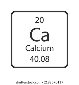 Calcium symbol. Chemical element of the periodic table. Vector illustration.