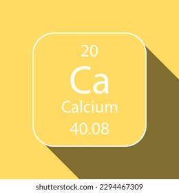 Calcium symbol with long shadow design. Chemical element of the periodic table. Vector illustration.