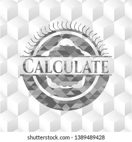 Calculate grey emblem with cube white background
