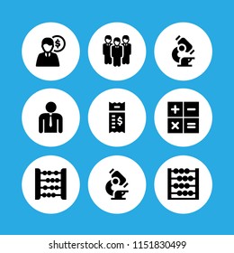 calculate icon. 9 calculate set with budget, admin, abacus and bill vector icons for web and mobile app