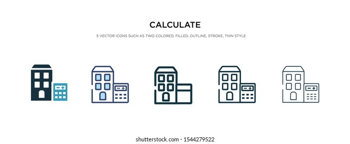 calculate icon in different style vector illustration. two colored and black calculate vector icons designed in filled, outline, line and stroke style can be used for web, mobile, ui