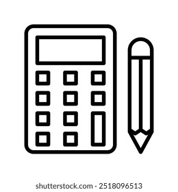 calculate icon. Outline style design isolated on white background