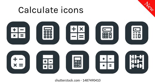calculate icon set. 10 filled calculate icons.  Simple modern icons about  - Calculator, Abacus