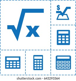 Calculate icon. set of 6 calculate filled icons such as calculator, mathematical square, calclator