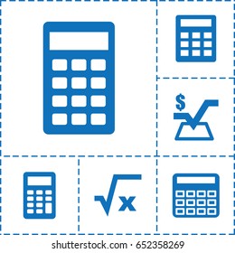 Calculate icon. set of 6 calculate filled icons such as calculator, mathematical square