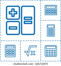 Calculate icon. set of 6 calculate outline icons such as calculator, square root