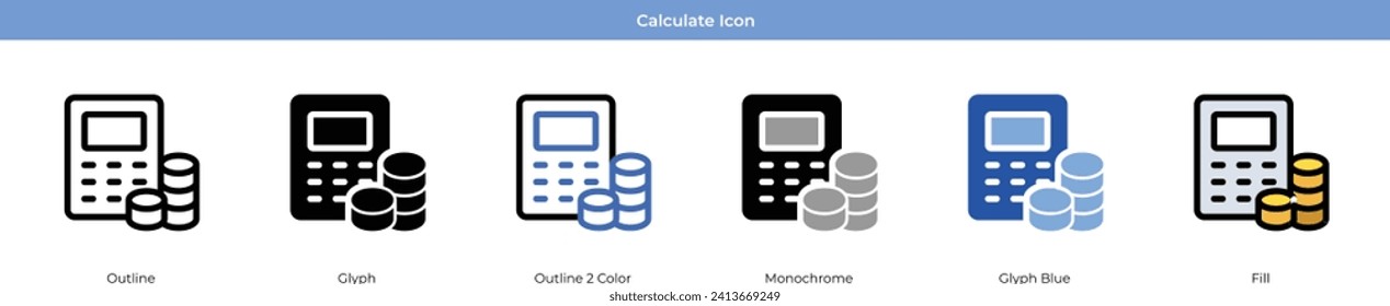 Calculate Icon Set Vector Design