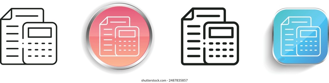 calculate icon. Thin Linear, Regular and Button Style Design Isolated On White Background