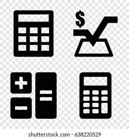 Calculate icons set. set of 4 calculate filled icons such as mathematical square