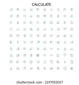 calculate icons, signs, outline symbols, concept linear illustration line collection