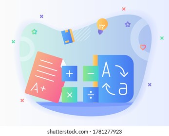 Calculate mathematics book math science concept with flat style