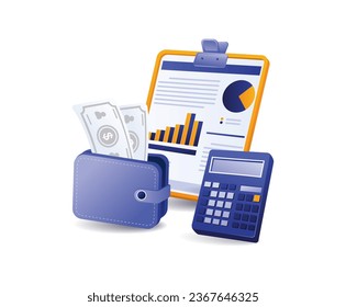 Calculate monthly business income analysis flat illustration concept