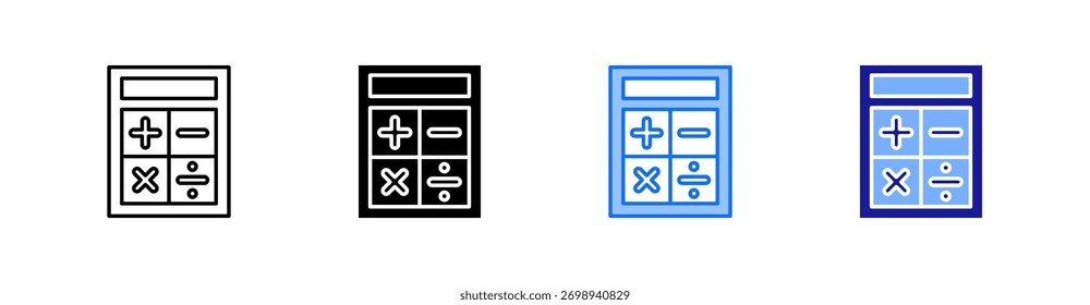 Calculate Multiple Style Icon Set Vector