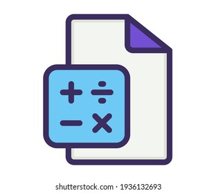 calculate paper report single isolated icon with filled line style
