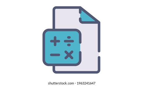 calculate paper report single isolated icon with single isolated icon with flat dash or dashed style