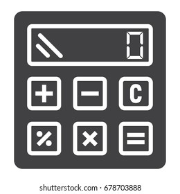 Calculate solid icon, business and calculator, vector graphics, a glyph pattern on a white background, eps 10.