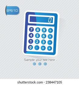 Calculate symbol,sticker design,blue version,clean vector