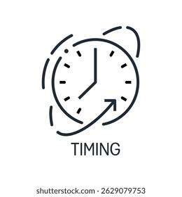 Calculate the time of the event. Timing. Vector linear icon illustration isolated on white background.