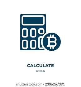 calcular icono vectorial. calcular, hacer negocios, calcular iconos rellenos de concepto de bitcoin plano. Icono de glifo negro aislado, elemento de símbolo de ilustración vectorial para diseño web y aplicaciones móviles