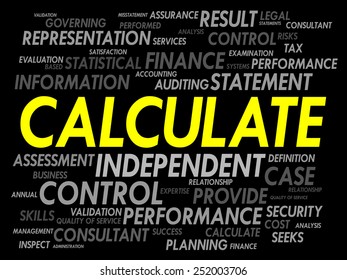 CALCULATE word cloud, business concept