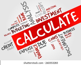 CALCULATE word cloud, business concept
