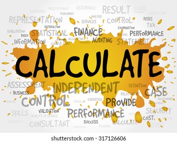 CALCULATE word cloud, business concept