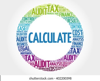 CALCULATE word cloud, business concept