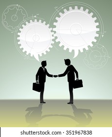 Calculated Business Deal -Conceptual business illustration of a working partnership/merger