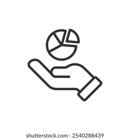 Estatísticas calculadas, ícone em design de linha. Estatísticas, cálculos, análise, dados, gráficos, métricas, avaliação sobre vetor de fundo branco. Ícone de traçado editável de estatísticas calculadas