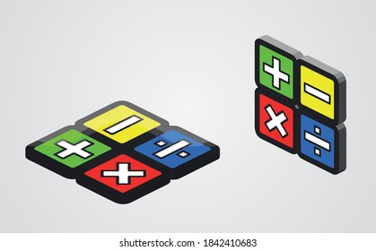 Icono de calculador. Isometric del icono vector Calculator para el diseño web aislado en fondo colorido