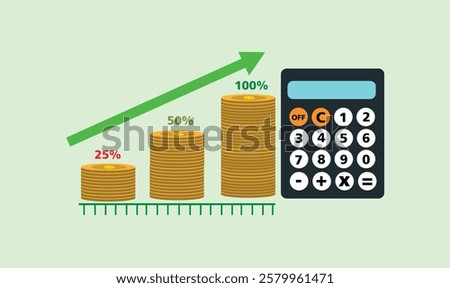 Calculating business growing graph vector illustration for use.