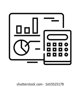 Calculating data line icon, concept sign, outline vector illustration, linear symbol.