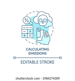 Calculating emissions concept icon. Carbon offsetting abstract idea thin line illustration. Emissions neutralizing. Mitigation actions. Vector isolated outline color drawing. Editable stroke