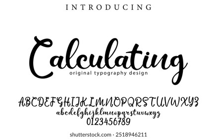 Schriftart berechnen Stilvoller Pinsel mit einem Großbuchstaben, Vektorbuchstaben, Alphabet, Schriftart