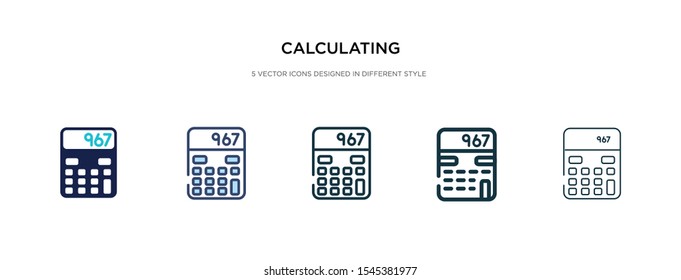 calculating icon in different style vector illustration. two colored and black calculating vector icons designed in filled, outline, line and stroke style can be used for web, mobile, ui