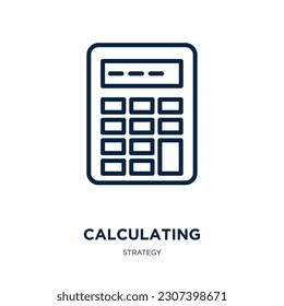 icono de cálculo de la colección de estrategias. Icono de cálculo lineal delgado, finanzas, esquema de negocio aislado en fondo blanco. Signo de cálculo de vector de línea, símbolo para web y móvil