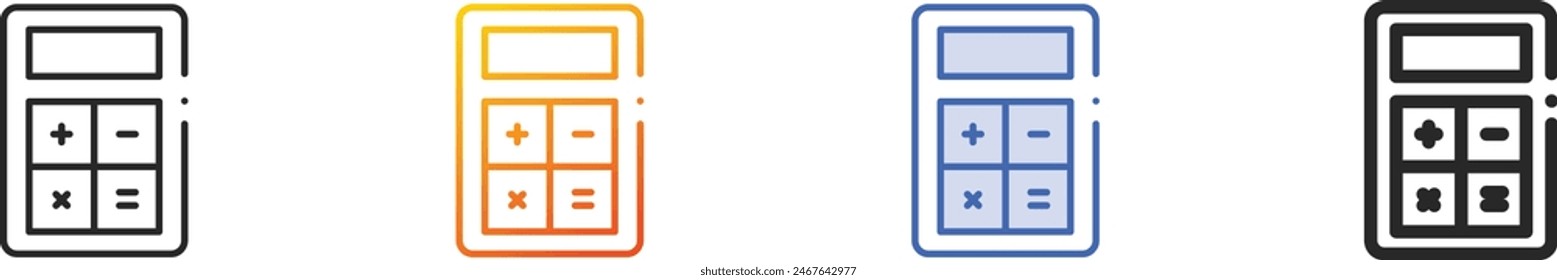 calculating icon.Thin Linear, Gradient, Blue Stroke and bold Style Design Isolated On White Background