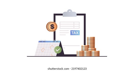 Calculating invoice for tax declaration and income tax return, business invoices concept flat vector illustration.