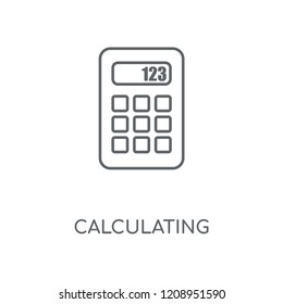Calculating linear icon. Calculating concept stroke symbol design. Thin graphic elements vector illustration, outline pattern on a white background, eps 10.