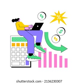 Calculating loss abstract concept vector illustration. Profit loss formula, accountancy service, calculating material losses, tax payment, calculate expenses, microeconomics abstract metaphor.