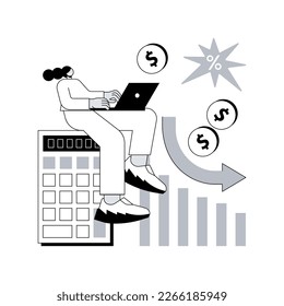 Calculating loss abstract concept vector illustration. Profit loss formula, accountancy service, calculating material losses, tax payment, calculate expenses, microeconomics abstract metaphor.