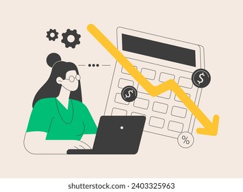 Calculating loss abstract concept vector illustration. Profit loss formula, accountancy service, calculating material losses, tax payment, calculate expenses, microeconomics abstract metaphor.