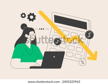 Calculating loss abstract concept vector illustration. Profit loss formula, accountancy service, calculating material losses, tax payment, calculate expenses, microeconomics abstract metaphor.
