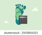 Calculating and Reducing Global Carbon Footprint. Climate Impact concept. Pollution Score. Eco Score. Ecological Footprint. Vector illustration