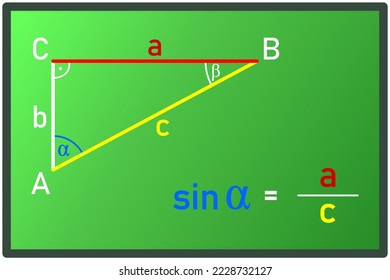 Calculating the sin function in a right triangle on the green board